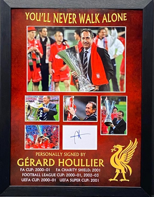 Liverpool FC Montage personally signed by Gerard Houllier Professionally Framed