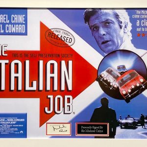 Italian Job montage  display personally signed by Sir Michael Caine