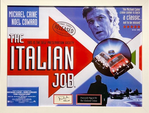 Italian Job montage  display personally signed by Sir Michael Caine