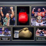 Anthony Joshua Hand Signed Black Boxing Glove In Display Case