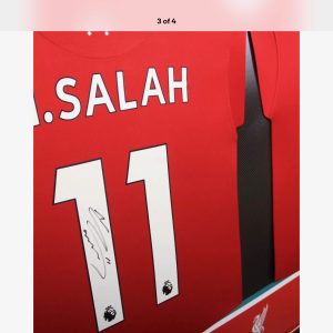 Liverpool Football Shirts Signed by Mohamed Salah, & Firmino 20/21 Dual  Professionally Framed - Image 4
