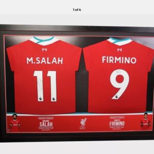 Liverpool Football Shirts Signed by Mohamed Salah, & Firmino 20/21 Dual  Professionally Framed