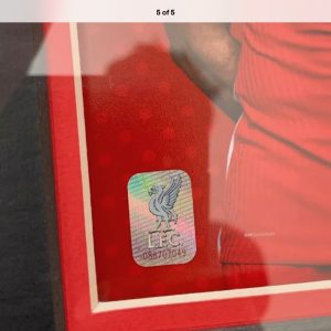 Liverpool Football Shirts Signed by Mohamed Salah, & Firmino 20/21 Dual  Professionally Framed - Image 9