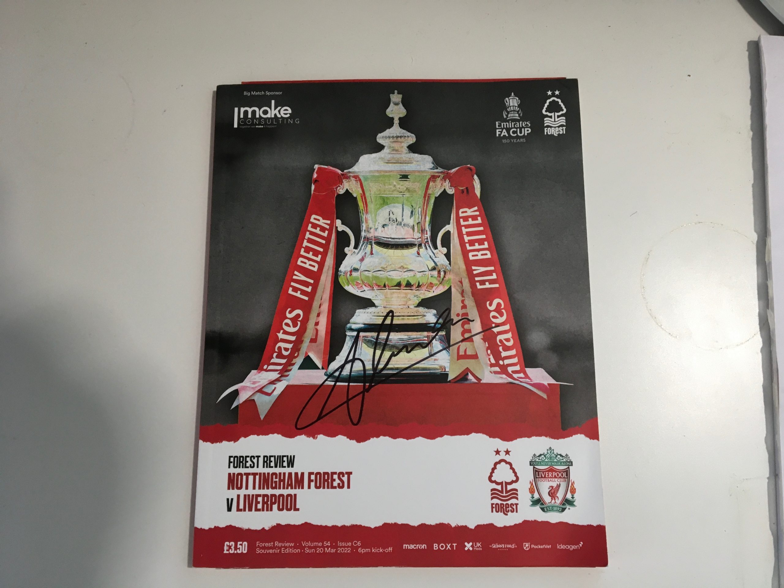 Liverpool Signed Programme by Alisson Becker ,