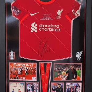 Professionally Framed Liverpool home shirt signed by Jürgen Klopp FA Cup Montage