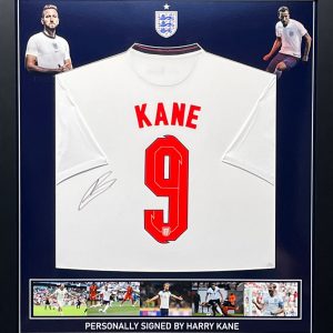 England Home Football  Shirt Signed by Harry Kane Englands Record Goalscorer Professionally Framed