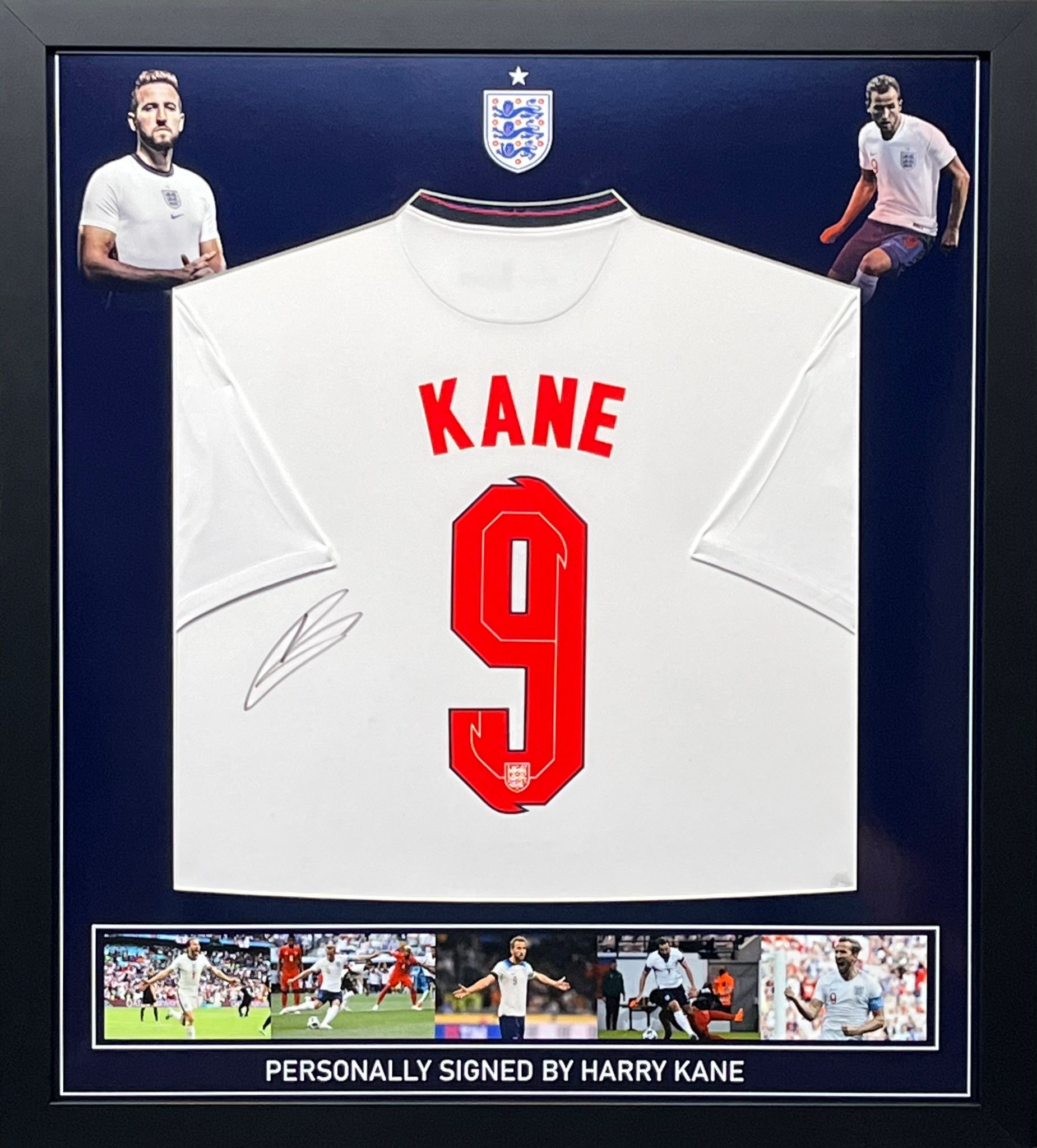 England Home Football Shirt Signed by Harry Kane Englands Record Goalscorer  Professionally Framed
