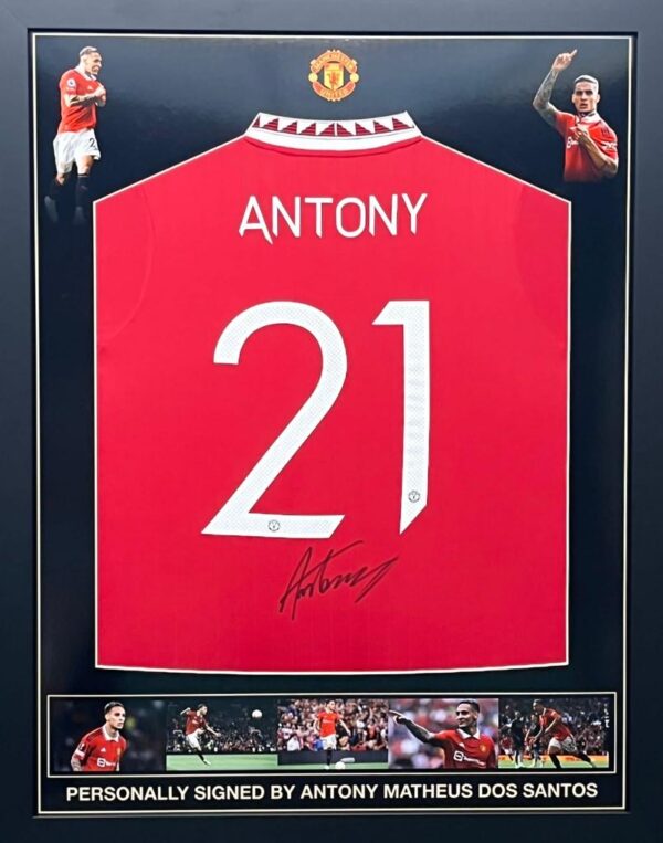 Manchester United shirt signed by Antony Matheus dos Santos Professionally framed