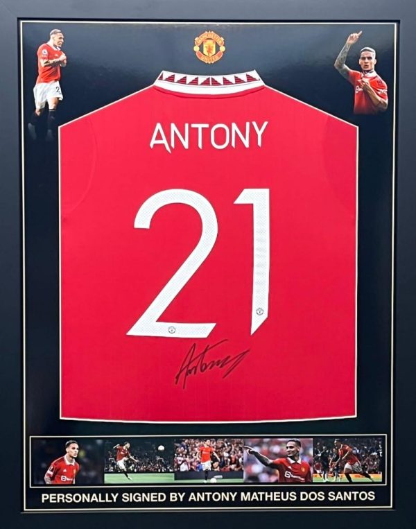 Manchester United shirt signed by Antony Matheus dos Santos Professionally framed