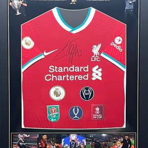 Liverpool  shirt signed With  Winners Badges by Jürgen Klopp  Framed Item