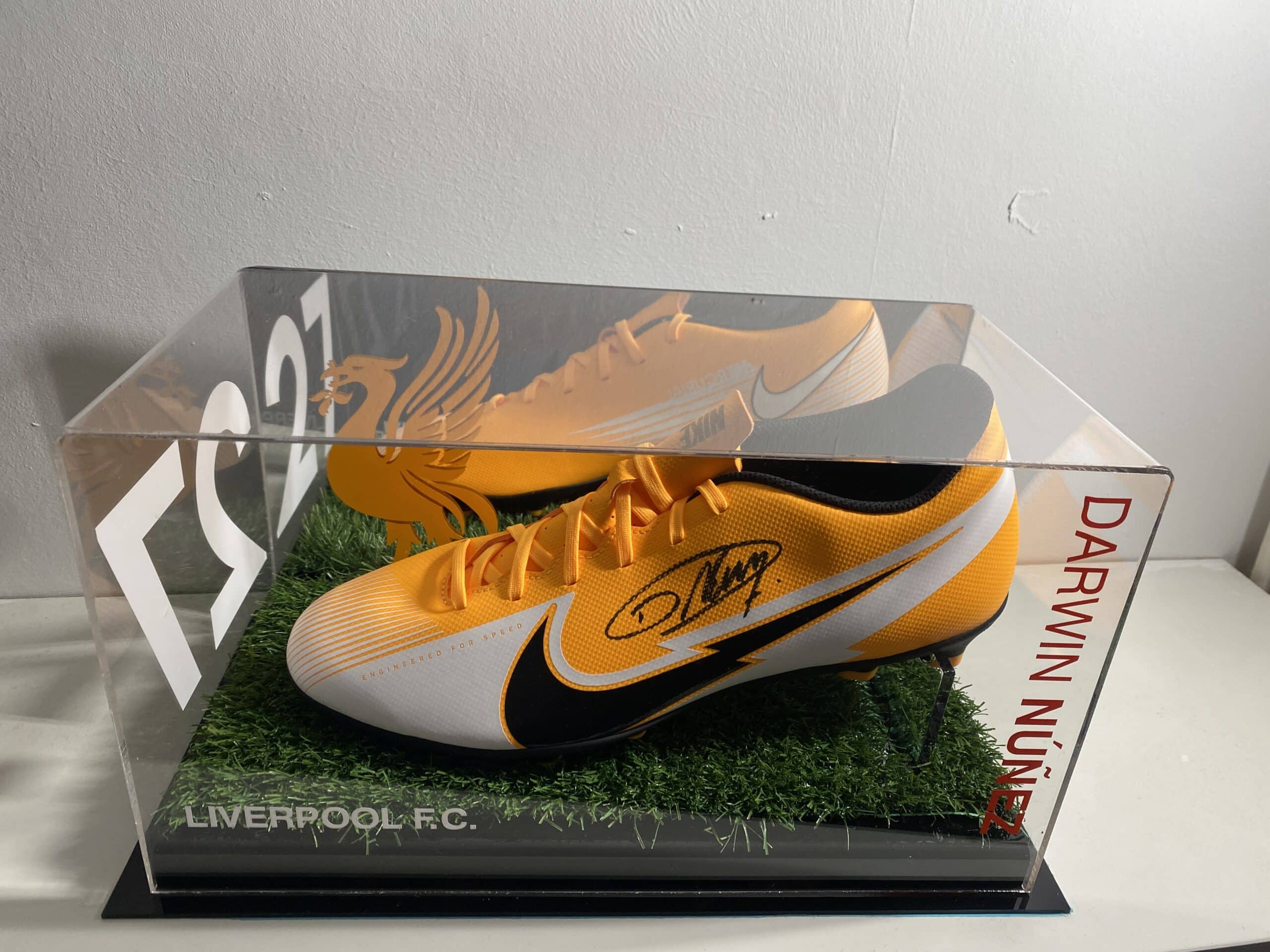Darwin Nunez , Signed Football Boot In Displey Case MFM Sports