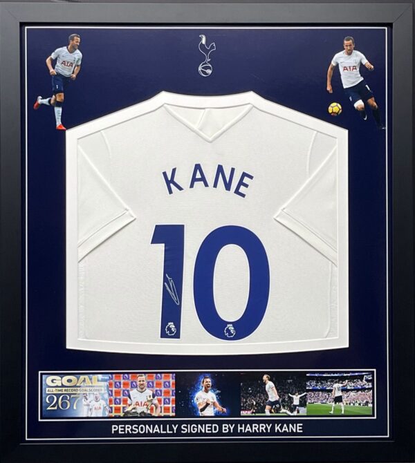 Tottenham Home Football  Shirt Signed by Harry Kane Professionally Framed