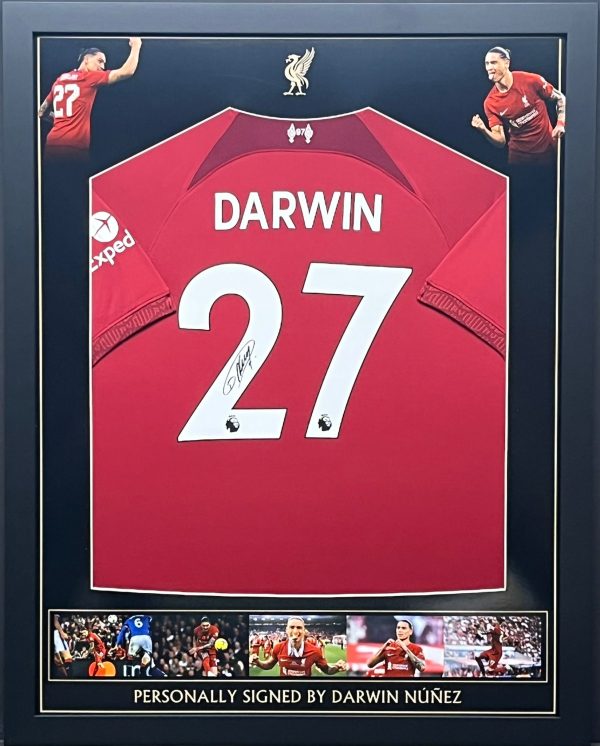 Liverpool FC HOME SHIRT SIGNED BY Darwin Nunez , professionally framed