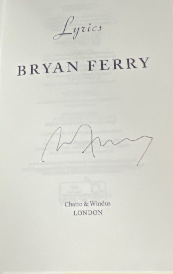 Bryan Ferry Signed Hardback Book Lyrics 1st Edition