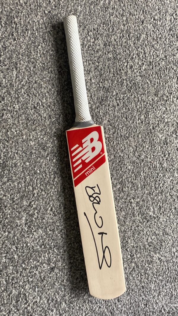 Mini Cricket Bat Signed by Ben Stokes England Captain (With or Without Display Case)