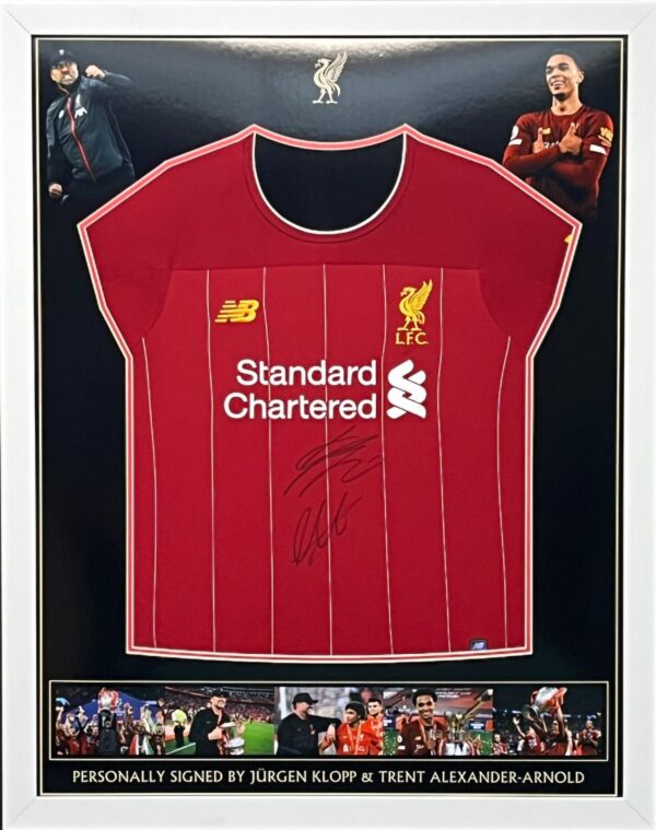 Framed Liverpool home shirt 2019/2020 signed by Jürgen Klopp & Trent Alexander