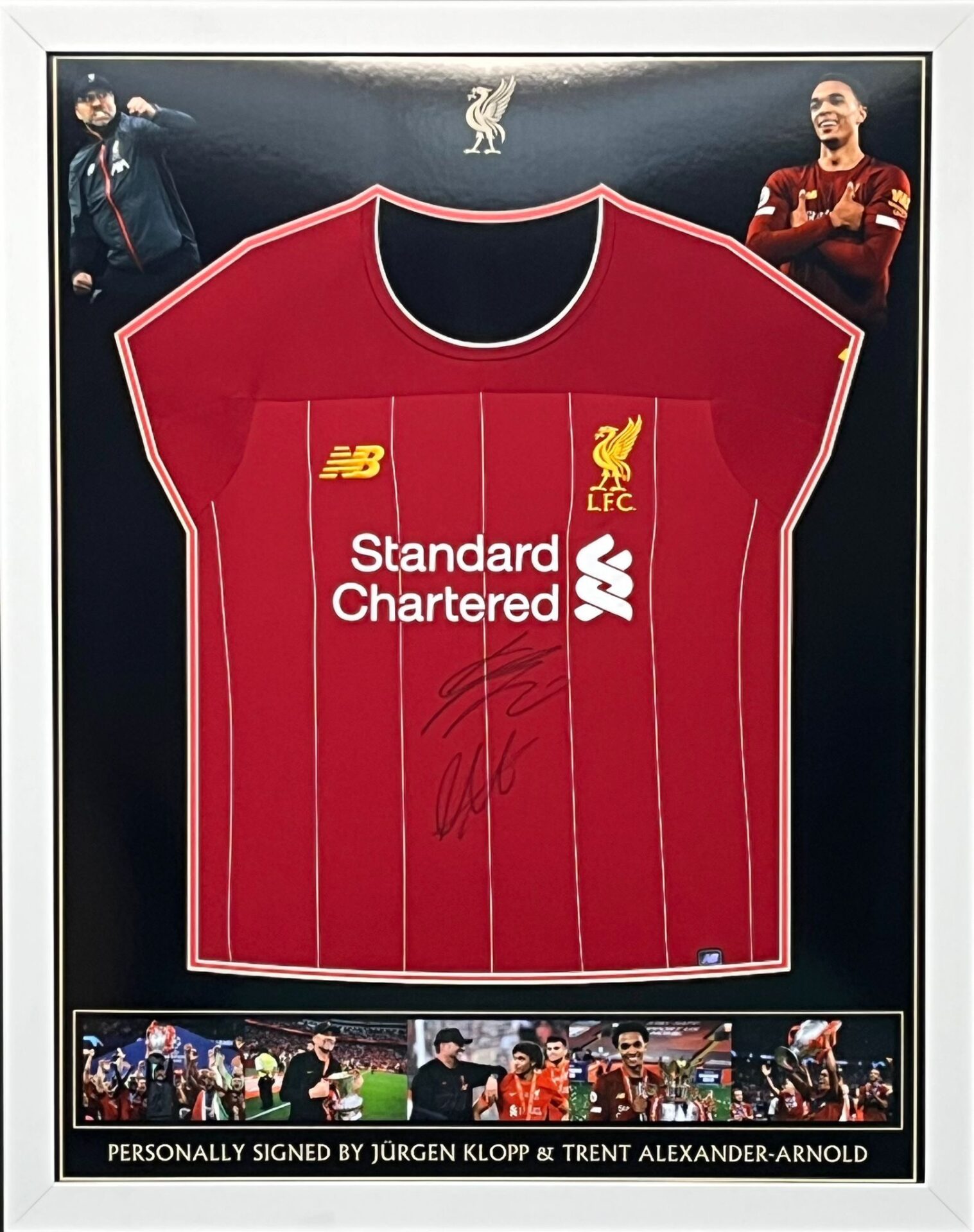 Liverpool Football Shirt signed by Jurgen Klopp , with Premier League medal framed.