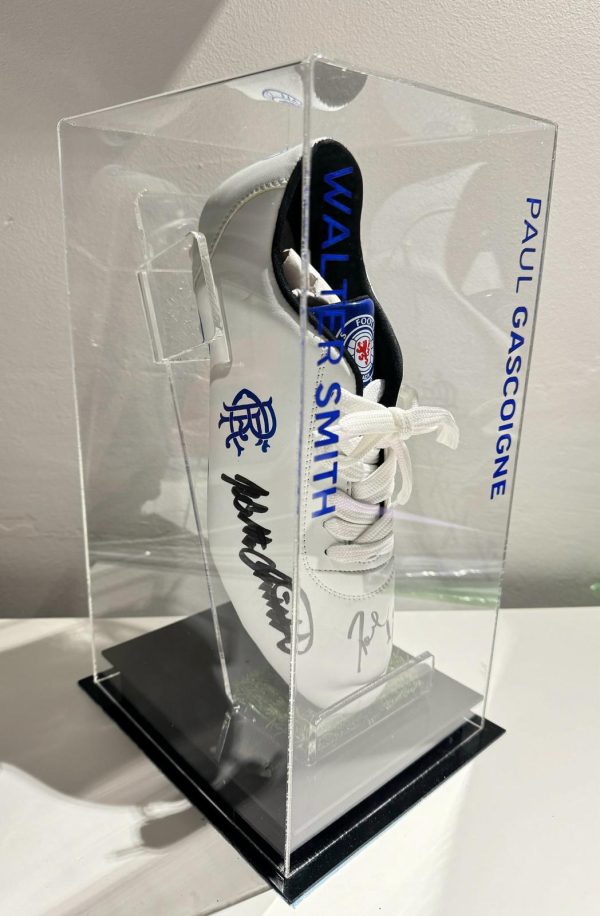 Paul Gascoigne & Walter Smith Signed Football Boot In Display