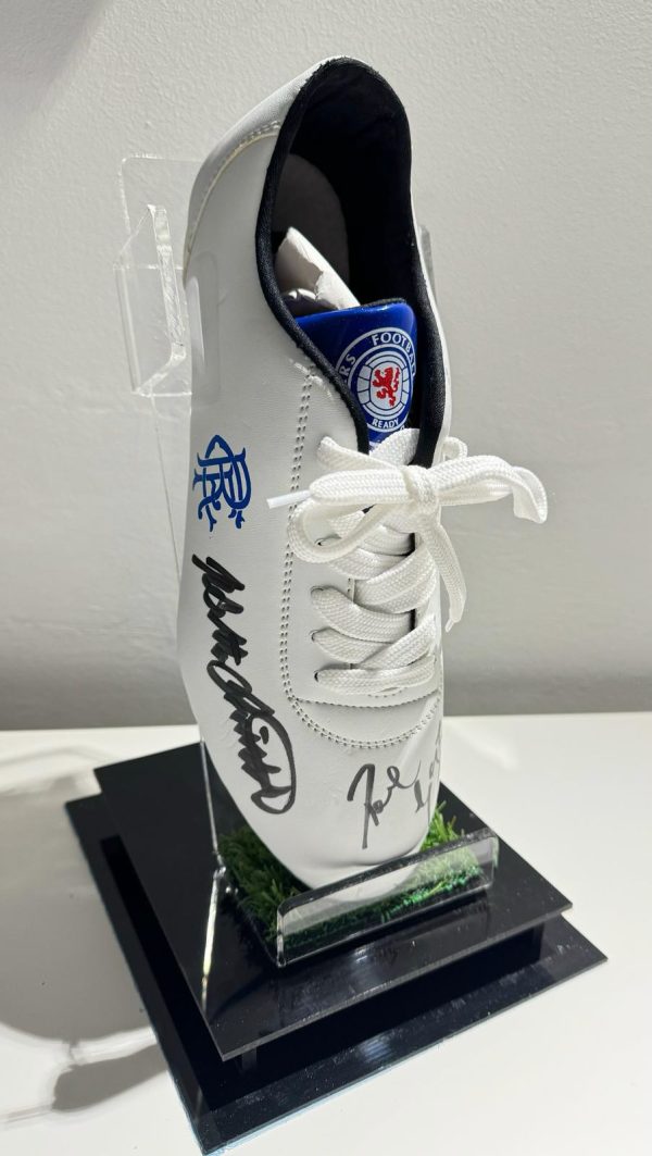 Paul Gascoigne & Walter Smith Signed Football Boot In Display