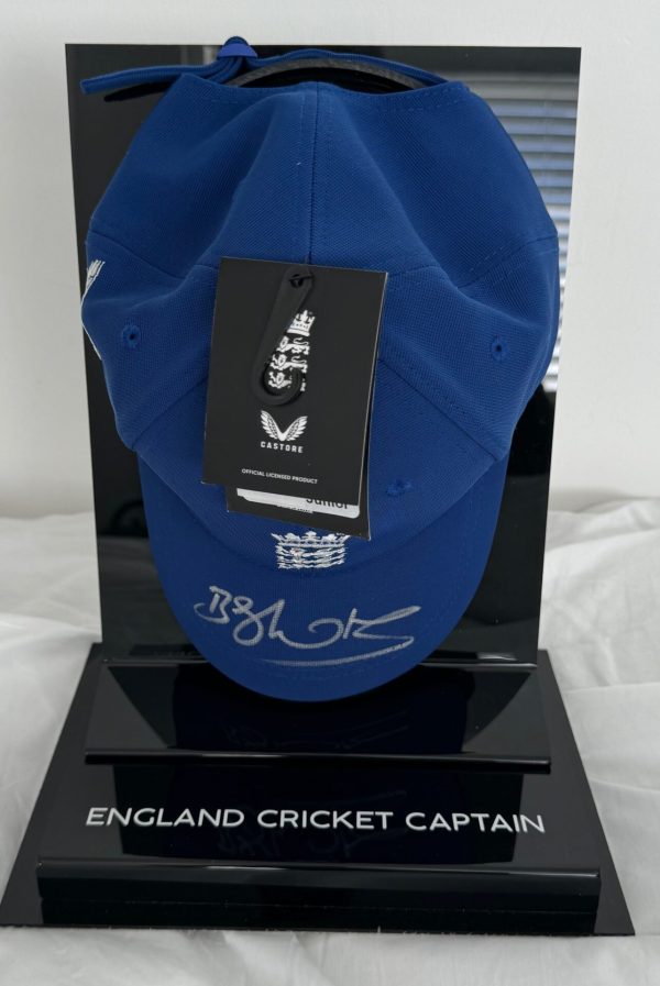 Ben Stokes, England  Captain Signed Blue England Cap With Display