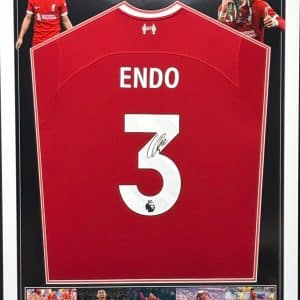 Liverpool FC home shirt signed by Endo, professionally framed - Image 1