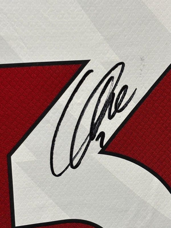 Liverpool FC home shirt signed by Endo, professionally framed