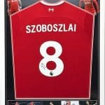 Liverpool FC home shirt signed by Endo, professionally framed